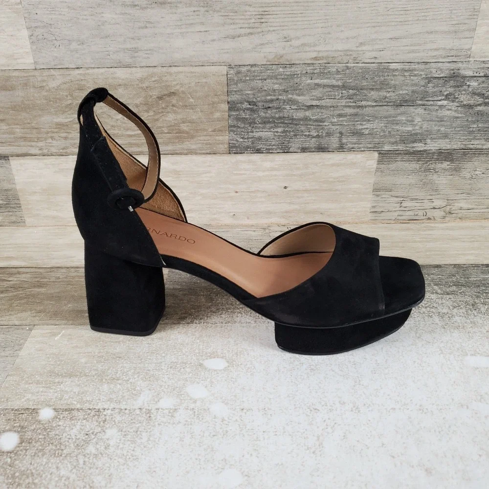 Bernardo Raleigh Womens Sandals Sz 9.5 M Black Open Toe Platform Block Heel